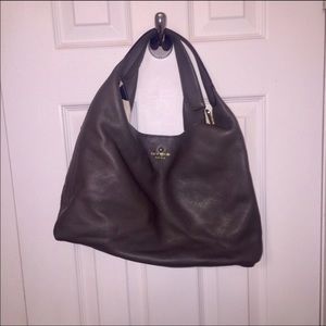 Kate Spade grey leather handbag with gold accents